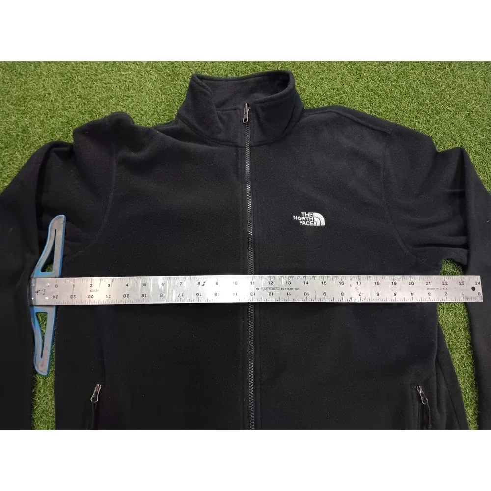 The North Face Fleece Jacket Mens Large Black Logo Mock Neck Full‎ Zip Casual
